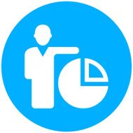Businessman icon on a round button N62