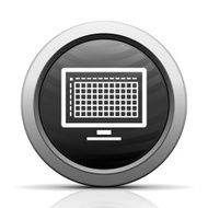 Computer Monitor icon on a round button N28