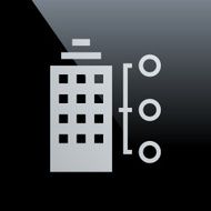 Office Building icon on a black background N7