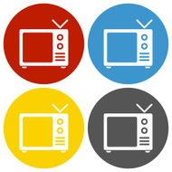 Television Set icon on circle buttons