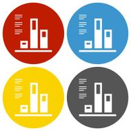 Bar Graph icon on circle buttons N16