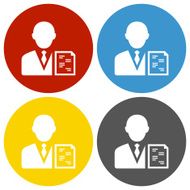 Businessman icon on circle buttons N12