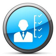 Businessman icon on a round button N71