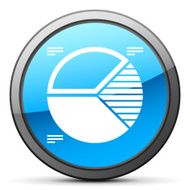 Pie Chart icon on a round button N29