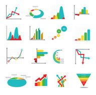 Set of business marketing dot bar pie charts diagrams