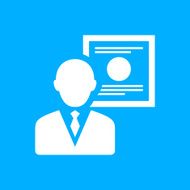 Businessman icon on a blue background N10