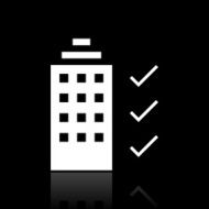 Office Building icon on a black background N8