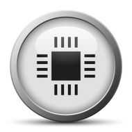 Computer Chip icon on a silver button