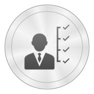 Businessman icon on a round button N80