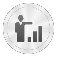 Businessman icon on a round button N81