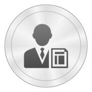 Businessman icon on a round button N82