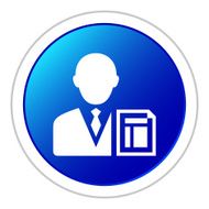 Businessman icon on a round button N84