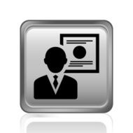 Businessman icon on a square button N34