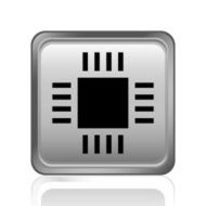 Computer Chip icon on a square button