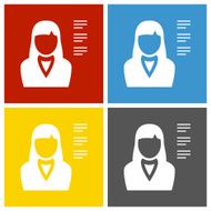 Businesswoman icon on square buttons N7