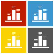 Bar Graph icon on square buttons N28