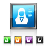 Businesswoman icon on square buttons N8