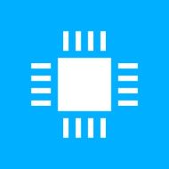 Computer Chip icon on a blue background