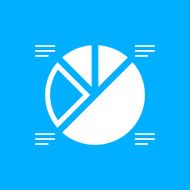 Pie Chart icon on a blue background N6