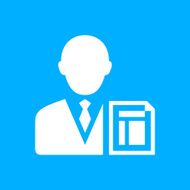 Businessman icon on a blue background N13