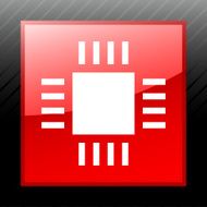 Computer Chip icon on a square button N2