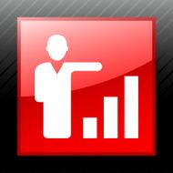 Businessman icon on a square button N43