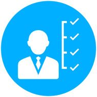 Businessman icon on a round button N90