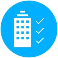 Office Building icon on a round button N32
