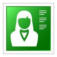 Businesswoman icon on a square button N12