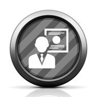 Businessman icon on a round button N93