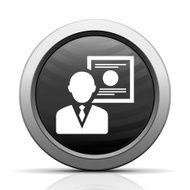 Businessman icon on a round button N97