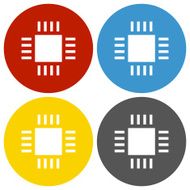 Computer Chip icon on circle buttons