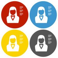 Businesswoman icon on circle buttons N5