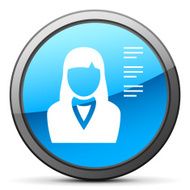 Businesswoman icon on a round button N27