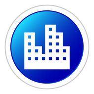 Office Buildings icon on a round button