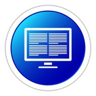 Computer Monitor icon on a round button N40
