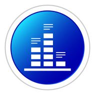 Bar Graph icon on a round button N104