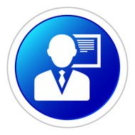 Businessman icon on a round button N110