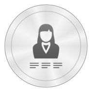 Businesswoman icon on a round button N29