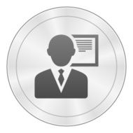 Businessman icon on a round button N113