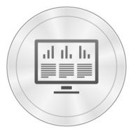 Computer Monitor icon on a round button N43