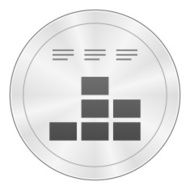 Bar Graph icon on a round button N109