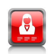 Businesswoman icon on a square button N13