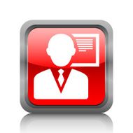 Businessman icon on a square button N50