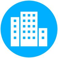 Office Building icon on a round button N39