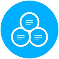 Venn Diagram icon on a round button N30