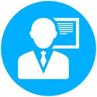 Businessman icon on a round button N116