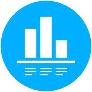 Bar Graph icon on a round button N111