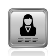 Businesswoman icon on a square button N14