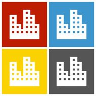 Office Buildings icon on square buttons
